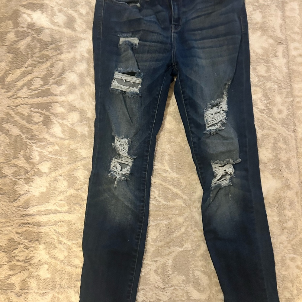Judy Blue Dark Distressed Skinny Jeans